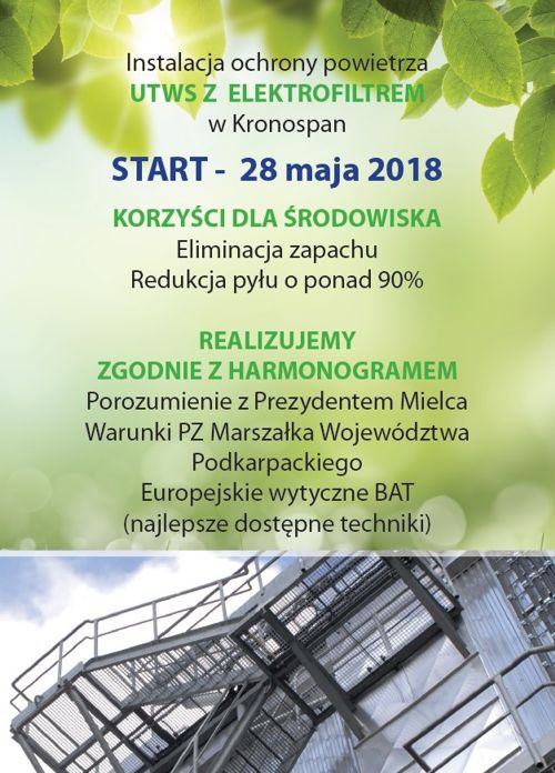 Kronospan uruchamia innowacyjny system ochrony powietrza już w maju